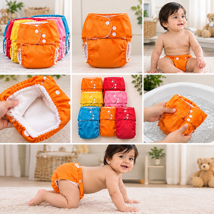 7-Pack Reusable Washable Baby Cloth Diapers – Baby Nappy Set