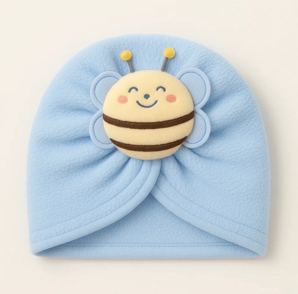Cute Bee Baby Fleece Cap – Blue